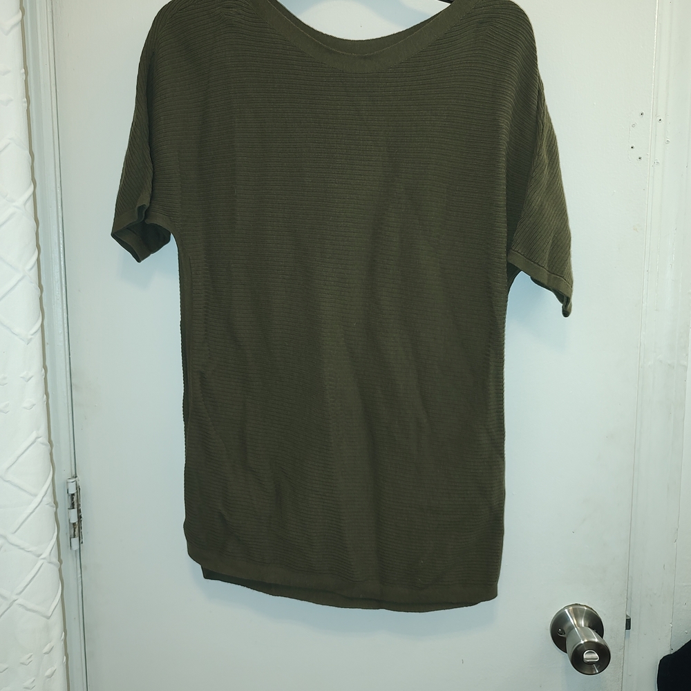 Talbots Women's Olive Green Short Sleeve Blouse